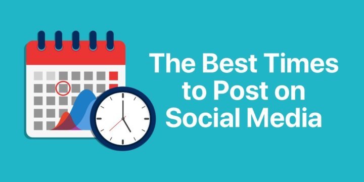 Social media icons with optimal posting times for engagement.